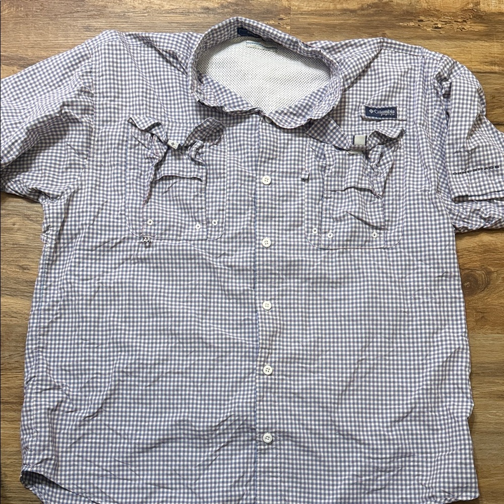 Columbia Blue and Red Checkered Shirt